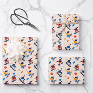 Feuille De Papier Cadeau Motif de sport de planchistes sautant