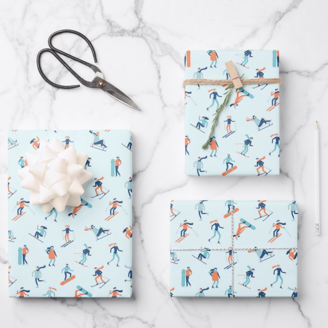 Feuille De Papier Cadeau Motif de sports d'hiver (Recto)