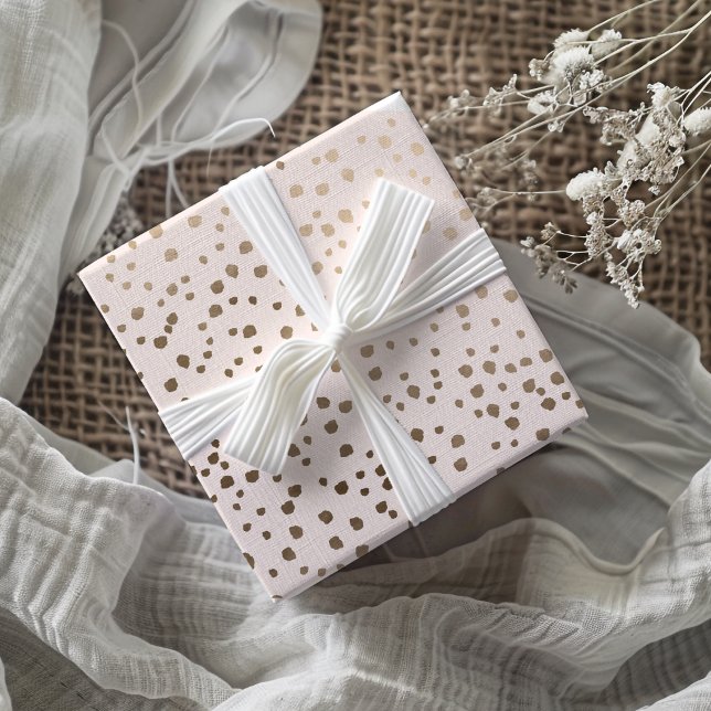 Feuille De Papier Cadeau Motif de taches moderne en faux or et rose tendre  (Créateur téléchargé)