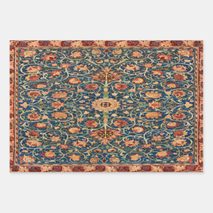 Feuille De Papier Cadeau Motif de tapis magique Oriental en bleu et rouge