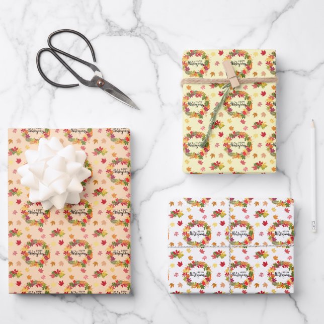 Feuille De Papier Cadeau Motif de Thanksgiving (Recto)