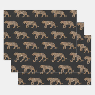 Feuille De Papier Cadeau Motif de tigre de Parties scintillant noir fashion