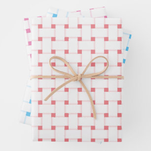 Feuille De Papier Cadeau Motif de tissage rose et bleu personnalisable