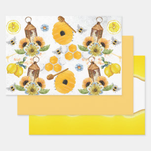 Feuille De Papier Cadeau Motif de tournesol de Garden Bee