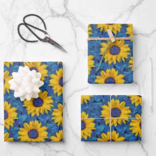 Feuille De Papier Cadeau Motif de tournesols