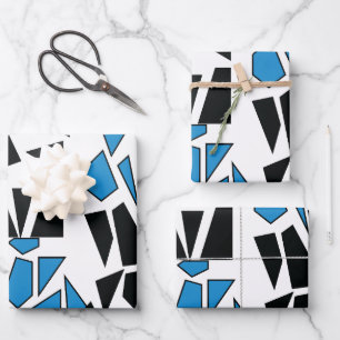 Feuille De Papier Cadeau Motif de vitrail teinté bleu noir