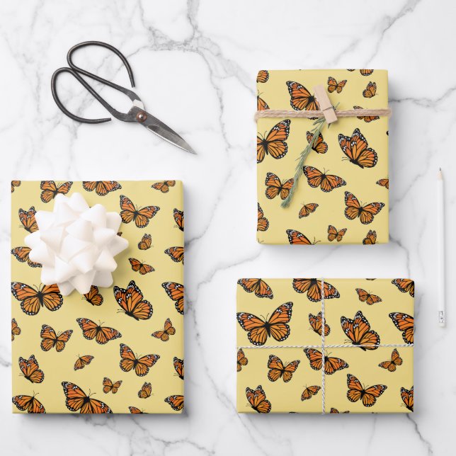 Feuille De Papier Cadeau Motif de vol aléatoire Monarch Butterfly (Recto)