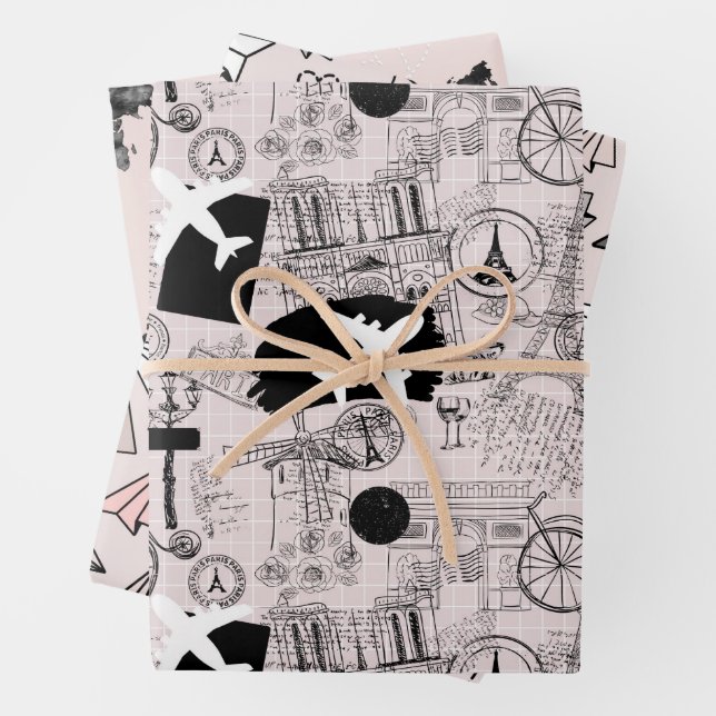 Feuille De Papier Cadeau Motif de voyage Wanderlust (En situation)