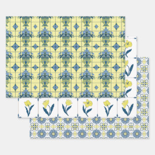 Feuille De Papier Cadeau Motif Delft Tile