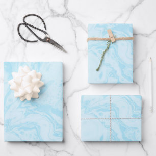 Feuille De Papier Cadeau Motif d'encre liquide Pastel Turquoise bleu marbre