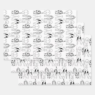 Feuille De Papier Cadeau Motif des boutons de chien