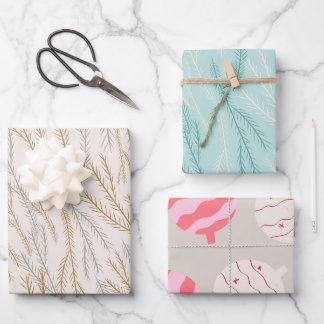 Feuille De Papier Cadeau Motif des branches et des ornements de Noël