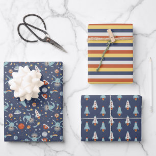 Feuille De Papier Cadeau Motif des fentes d'astronaute