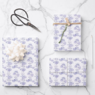 Feuille De Papier Cadeau Motif des ondulations et des navires