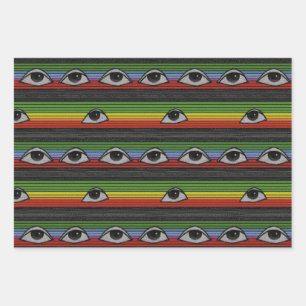Feuille De Papier Cadeau Motif des yeux psychédéliques