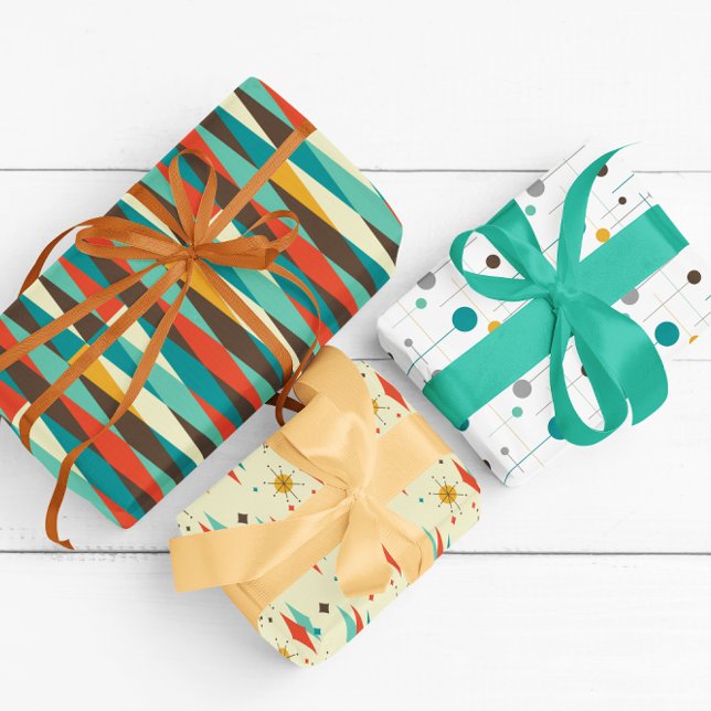 Feuille De Papier Cadeau Motif design moderne du milieu du siècle (Créateur téléchargé)
