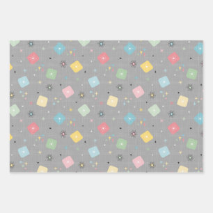 Feuille De Papier Cadeau Motif d'explosions d'étoile atomique éparpillé par