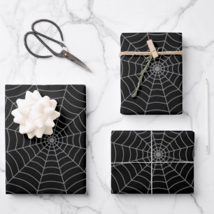 Feuille De Papier Cadeau Motif d'Halloween gris noir