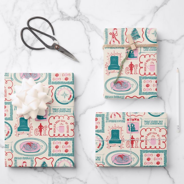 Feuille De Papier Cadeau Motif d'icône Elf Holiday (Recto)