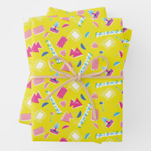Feuille De Papier Cadeau Motif d'icône Neon FRIENDS™