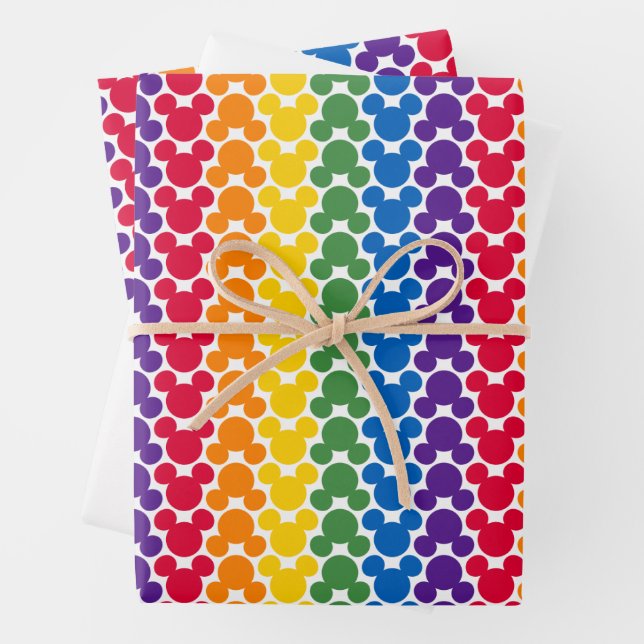Feuille De Papier Cadeau Motif d'icône Rainbow Mickey (En situation)