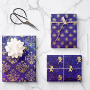 Feuille De Papier Cadeau Motif d'Imaginaire d'encre d'aquarelle violet et o