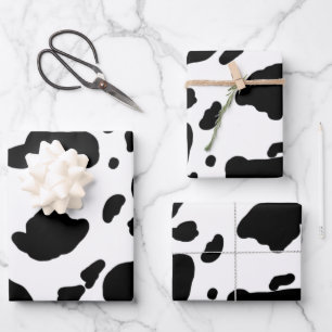 Feuille De Papier Cadeau Motif d'impression élégant noir et blanc