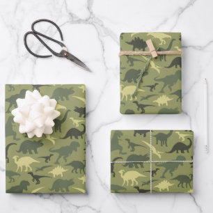 Feuille De Papier Cadeau Motif Dinosaure, Silhouette Dinosaure, Dino Vert