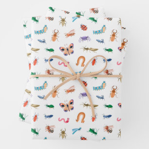 Feuille De Papier Cadeau Motif d'insectes coloré mignon