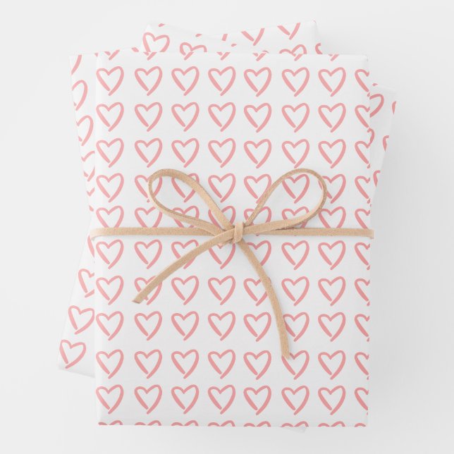Feuille De Papier Cadeau Motif dooddle du coeur (En situation)