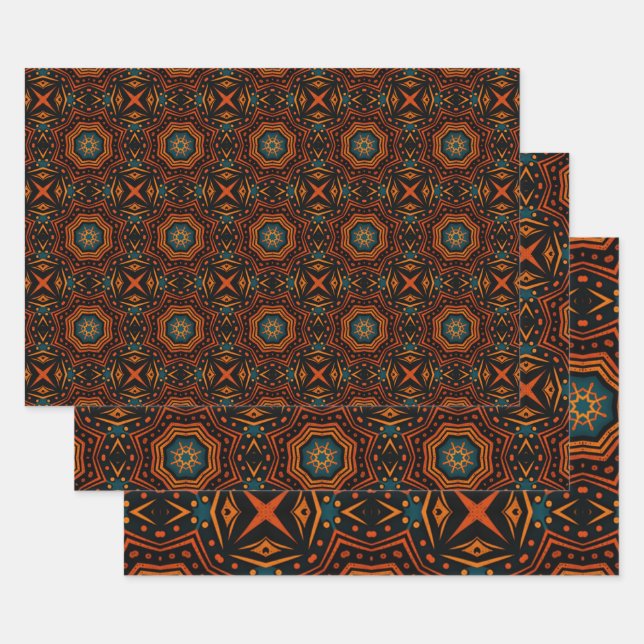 Feuille De Papier Cadeau Motif d'origine africaine no2 (Lot)