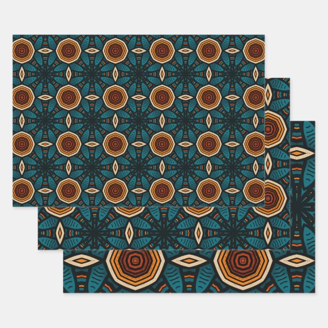 Feuille De Papier Cadeau Motif d'origine africaine no4 (Lot)