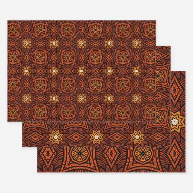 Feuille De Papier Cadeau Motif d'origine africaine no8 (Lot)