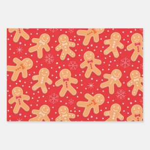 Feuille De Papier Cadeau Motif drôle de biscuits homme en pain d'épice 