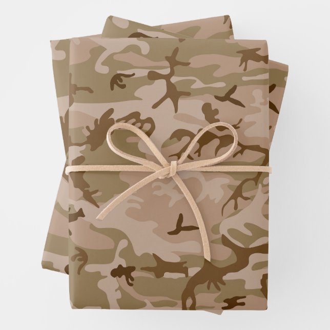 Feuille De Papier Cadeau Motif du Camouflage du désert, Motif militaire, Ar (En situation)