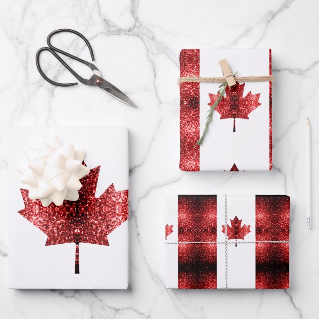 Feuille De Papier Cadeau Motif du drapeau du Canada (Recto)