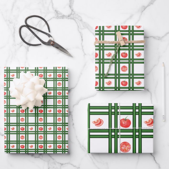 Feuille De Papier Cadeau Motif du jardinier de tomates fraîches (Recto)