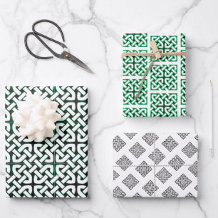 Feuille De Papier Cadeau Motif du noeud celte noir blanc