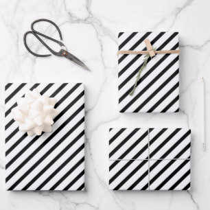 Feuille De Papier Cadeau Motif élégant à rayures noires et blanches