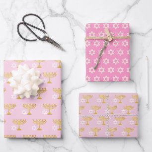 Feuille De Papier Cadeau Motif élégant de vacances de Hanukkah or