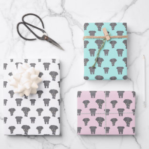 Feuille De Papier Cadeau Motif éléphant avant et arrière multicolore