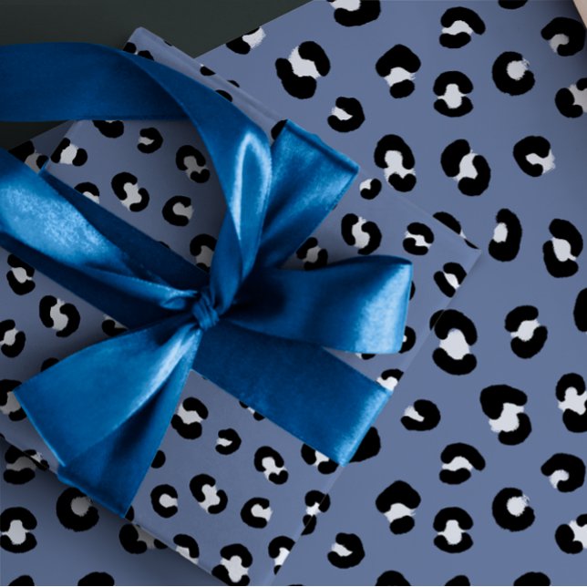 Feuille De Papier Cadeau Motif Empreinte de léopard noir blanc (Créateur téléchargé)