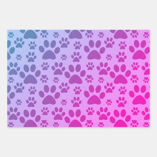 Feuille De Papier Cadeau Motif Empreinte de patte rose (Devant)