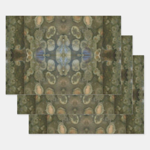 Feuille De Papier Cadeau Motif en boîte de pierres gemmes de sédiments mari