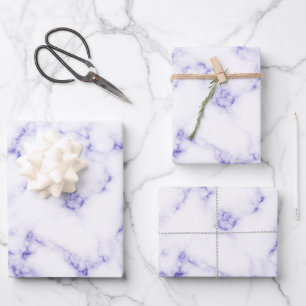 Feuille De Papier Cadeau Motif en marbre blanc violet élégant