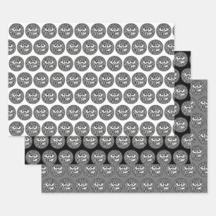 Feuille De Papier Cadeau Motif en tête d'émoticône en colère