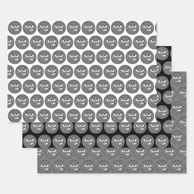 Feuille De Papier Cadeau Motif en tête d'émoticône en colère (Lot)