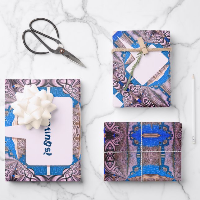 Feuille De Papier Cadeau Motif et texte fractionné psychédélique (Recto)