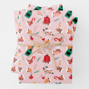 Feuille De Papier Cadeau Motif Festif des Mains de Vacances