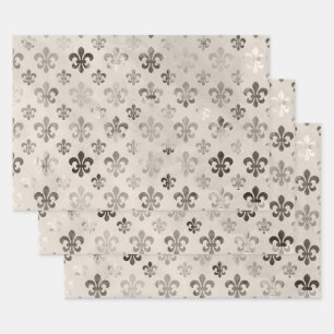 Feuille De Papier Cadeau Motif Fleur De Lis Découpage déprimé
